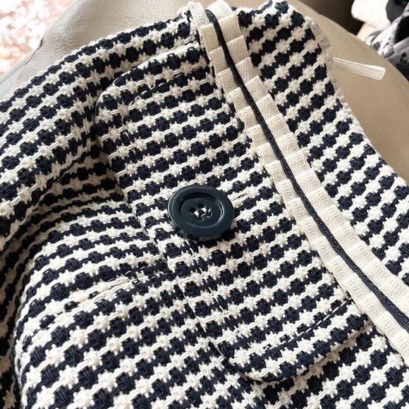 Maxmara Weekend Mini Pencil Skirt Tweed Textured Cream Black Sz 12 Tall - Picture 6 of 13